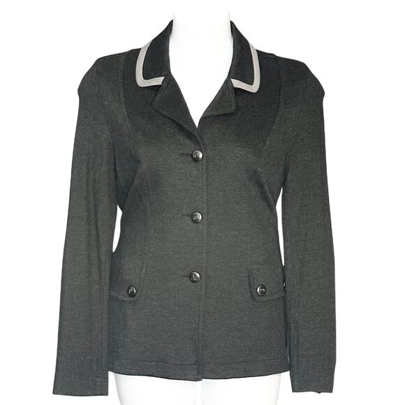 CAbi 3030 Tipped Crew Blazer Size M Heather Gray Riding Jacket Trendy Workwear - Picture 5 of 11